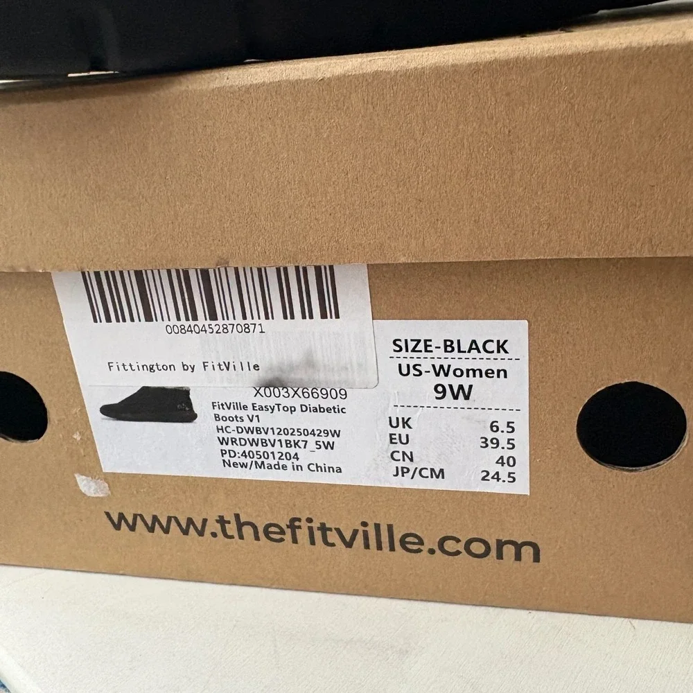 FitVille Womens Diabetic Recovery Winter Boots  Black Adjustable Strap‎ 9W